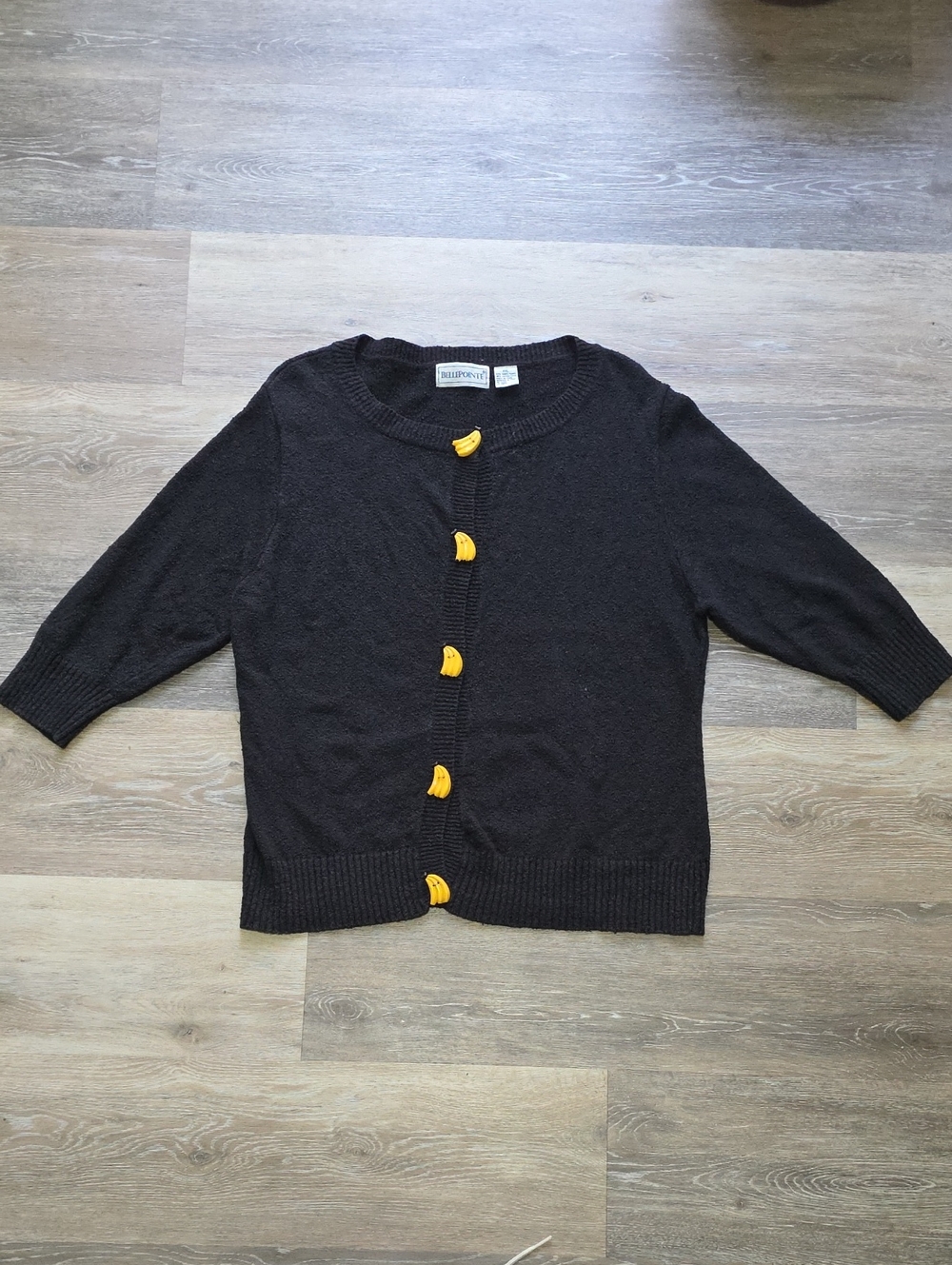 VNTG BellPointe Ramie Cotton Knit Cardigan Sweater w/ Banana Shaped Buttons XXL